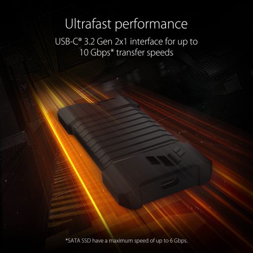 ASUS TUF Gaming A1 External M.2 NVMe SATA PCIe SSD Enclosure - USB-C, M.2 Q-Latch for Easy Installation, Drop Resistance, IP68 Water and dust Resistance, PS5 and Xbox Support,Black