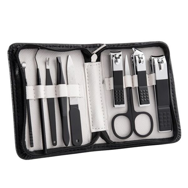 9-piece nail clipper set, nippers, suitable for ingrown nails, hard nails, etc., stainless steel nail clippers, high-quality nail clippers, nail file, cuticle pusher, nail polish, stylish, portable, storage case