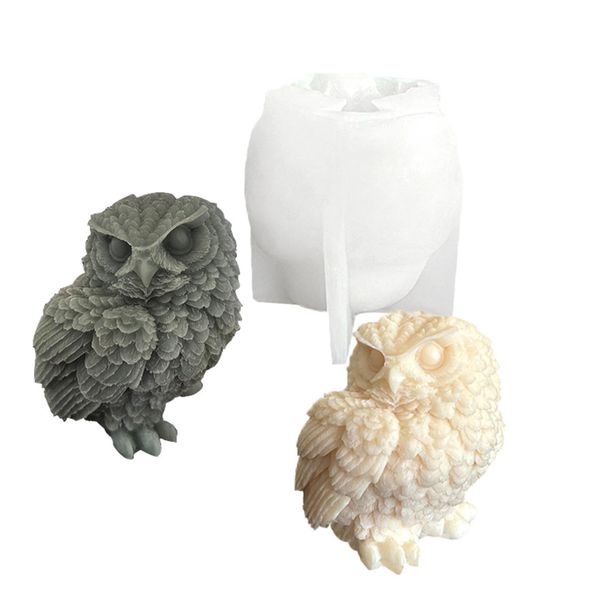 Wilsonzin 3D Eulen Form Silikon Seifengießform Kerzen Gießform 3D Eule Fondant Silikonform, Schokolade Dekorieren Form für Tortendeko, Schokolade, Seife, Sojawachs Kerzen, Handwerk（White）