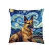 German Shepherd Starry Night Van Gogh Shepherd Dog Throw Pillow