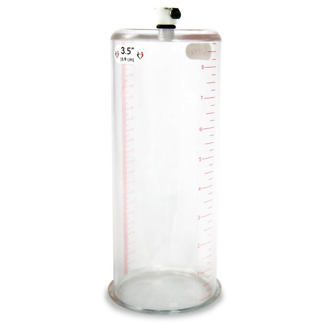 LeLuv Vacuum Cylinder for Enhancement Pumps Seamless Untapered Clear Acrylic with Measurement Marks and Locking Fitting 3.50 inch x 9 inch