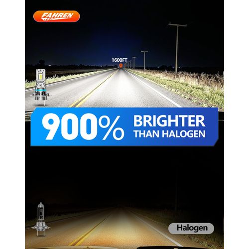 FAHREN lastest h7 bulbs fog light, 36000LM Brighter,900% Brightness 6500K White h7 bulbs,No Adapter Required,Plug and Play, Pack of 2