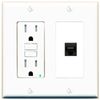 RiteAV CAT5E-BLACK Wall Plate with GFCI Power Outlet [White]
