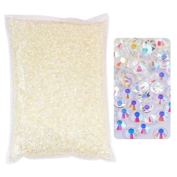 BLINGINBOX 15000pcs FlatBack Rhinestones,Resin Non Hotfix Rhinestones Large Quantity Wholesale for Crafts DIY Creative Design,Clothes,Makeup,Nail Art (5mm=0.2", Transparent Clear AB)