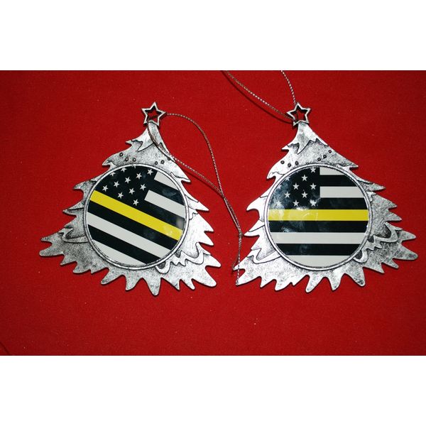 Thin Yellow/gold line Christmas Tree Shaped Ornament