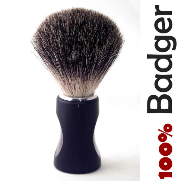 Pure Badger Hair Shaving Brush in Black/White Coloure Solid Plastic Handle - It Won't Disappoint You! (Black)