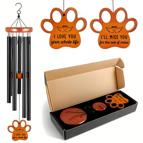 LUGEMZ Pet Memorial 25" Aluminium Wind Chimes for Outside, Sympathy Windchime Outdoor with 6 Tuned Tubes, Pet Memorial Gift for Loss of Dog, Cat, Soothing Melodic Tones Windchimes for Indoors/Outdoors