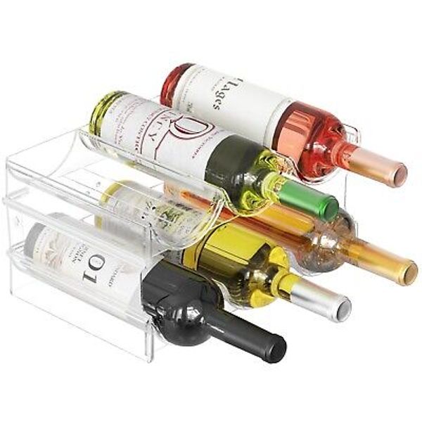 Plastic Water Bottle Organizer and Wine Rack Storage Holder,2 Tier 6 Containe...