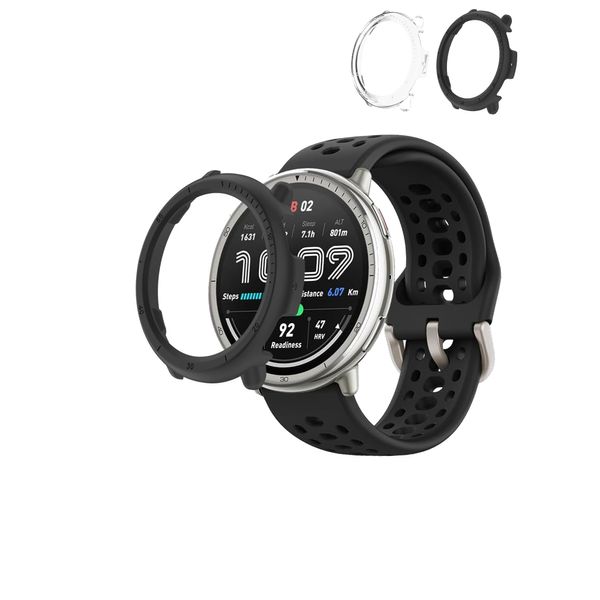 2pack,Screen Protector Case for Amazfit Active 2 - Integrated Design for Ultimate Smartwatch Protection,Black,Transparent