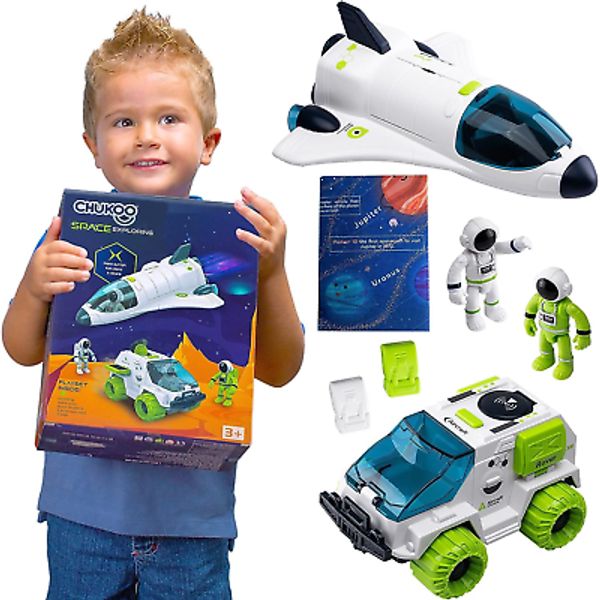 Space Toys for Kids 3 4 5 6 7 8, Rocket Ship Toys for Kids with Solar System Mat