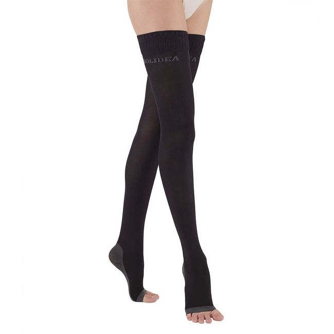 SOLIDEA Women's Stockings 70 Denier Night Wellness 70 Deniers | Solidea Graduated Compression Stockings, Support Socks for Women (Black, 10)