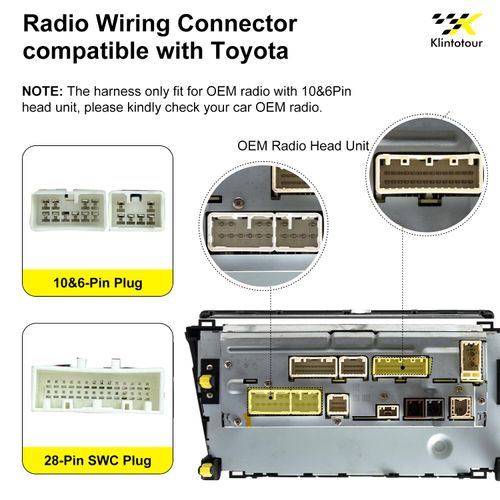 Aftermarket Radio Wiring Adapter Compatible with Toyota 2008-2019, 16Pin Android Car Stereo Harness with Antenna Adapter 28Pin SWC Reverse USB Port, Fit for Camry Corolla 4Runner RAV4 Tundra