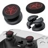 PlayRealm NO Falling Off Thumbstick Extender & Silicone Grip Cover 2 Sets for PS5 & PS4 Controller (Devil Red)