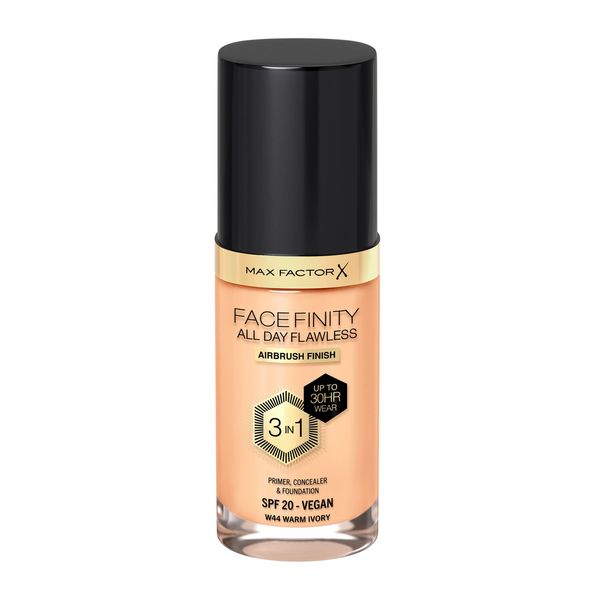 Max Factor Facefinity 3-in-1 All Day Flawless Foundation SPF 20, W44 Warm Ivory, 30 ml