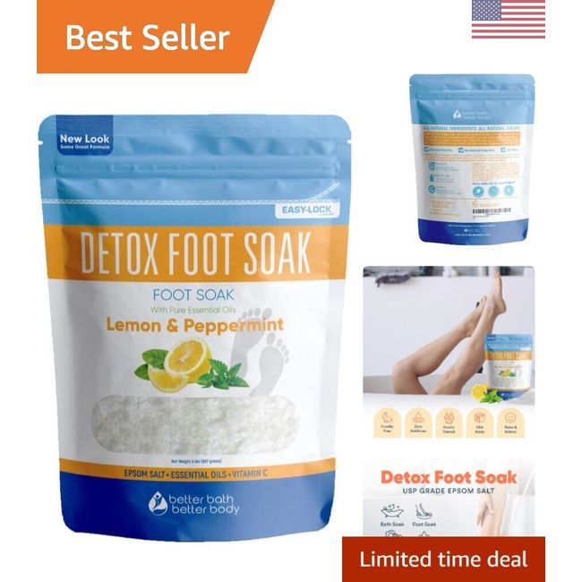 Epsom Salt Foot Soak with Lemon & Peppermint Essential Oils - Detox & Relaxation