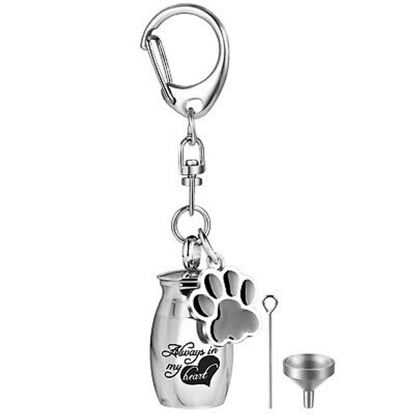 Stainless Steel Mini Pet Urns Keychain Keyring Ashes Cremation Holder Keepsake