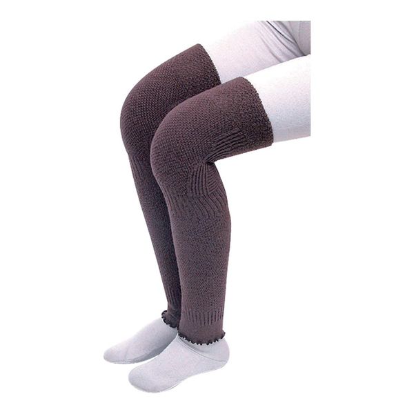 Fluffy Leg Warmers with Knee (Set of 2), Dark Brown, One Size Fits Most