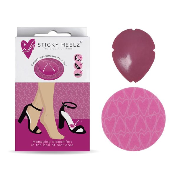 STICKY HEELZ Teardrop Arch Pads - Innovative Ball of Foot Cushion Pads - Party Feet Gel Cushions Inserts - Say Goodbye to Discomfort! (Pack of 6)