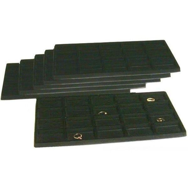 FindingKing 6 Black 20 Slot Pendant Jewelry Showcase Display Tray Inserts