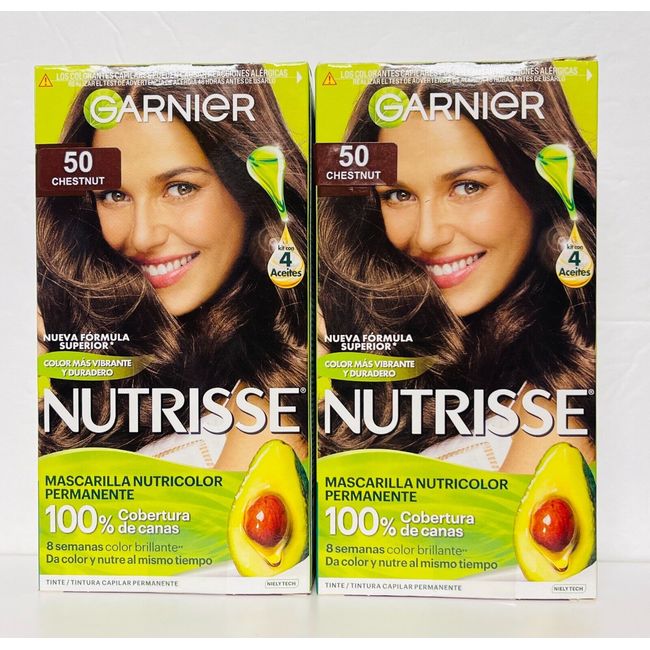 2 Pc Garnier Hair dye Nutrisse shade 50, Medium Natural Brown Truffle Hair Color