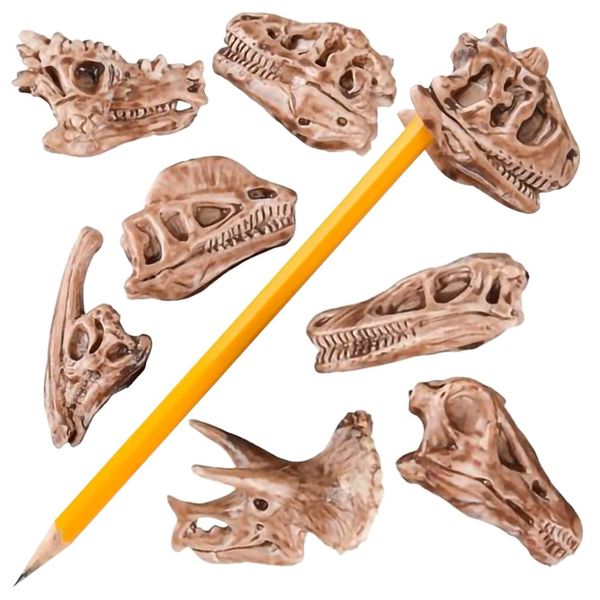 ArtCreativity Dinosaur Fossil Pencil Tops, Set of 12, Dinosaur Party Favors and Classroom Prizes for Kids, Great Back to School Gifts for Boys and Girls, Durable Plastic Dinosaur Pencil Toppers