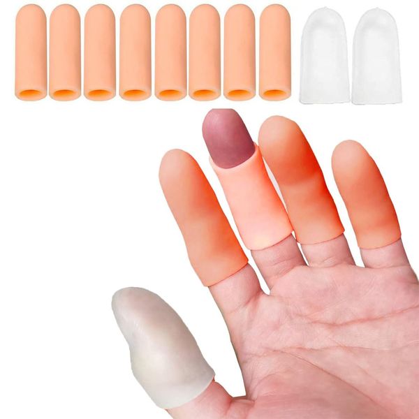 Mcvcoyh 10 Pieces Finger Protectors, Clear Finger Cots, Gel Finger Sleeves to Protect Fingertips, Hand Eczema