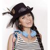 Attitude Studio Steampunk Costume Fedora Hat with Goggles Feather Gears - Black