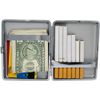 Navy Blue Smooth Leather (Full Pack 100s) Metallic Cigarette Case & Stash Box