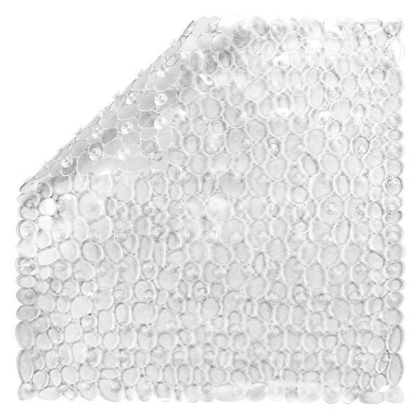 DOPROP Anti Slip Square Shower Mats Tray Non Slip Anti Mould Bath Mats Pads for Bathroom Showers Bathtub Tubs with Suction Cups and Drain Holes Machine Washable 54x54CM/21X21INCH CLEAR