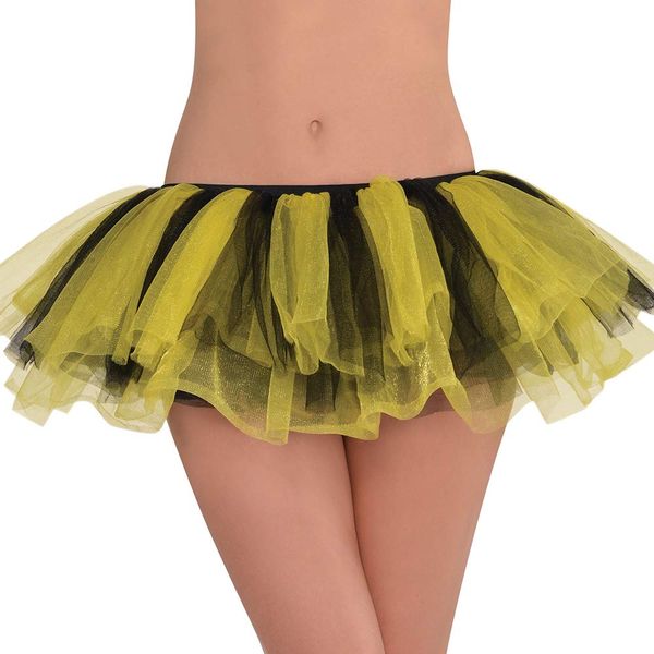 Yummy Bee Tutu Skirts for Women - Halloween Tutu Skirt - Tulle Skirt - Size 8 10 12 14 Adult Puffy Layered Rara Skirt Ballet Skirt (Black and Yellow)