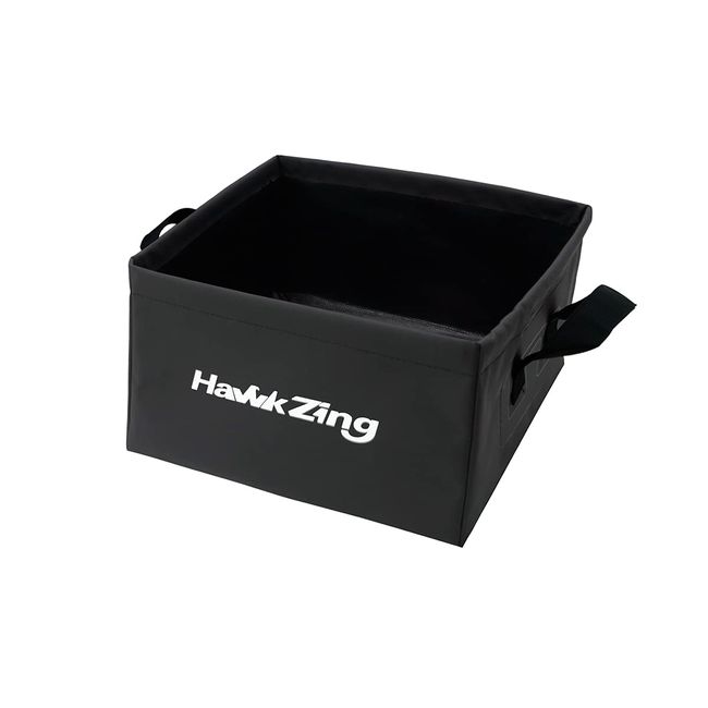 Hawk Zing Outdoor Cloth Bucket, Pack Sink, Foldable Square Bucket, Portable Lightweight for Outdoor, Foldable Basin, Water Container, Small Storage Bag, Wash (Black)