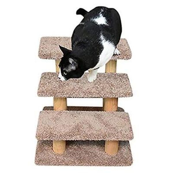 New Cat Condos 110223-Wood Constructed Large Pet Stairs for Cats and Brown