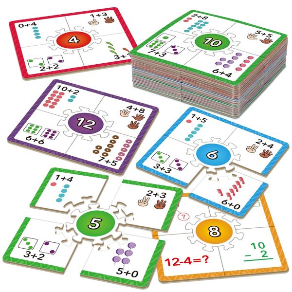 Edulok Math Games for Kids 5-7, Addition and Subtraction Educational Games, Math Puzzles Manipulatives for Preschoolers, Math Flash Cards, Kindergarten Learning Activities, Classroom Must Haves