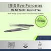 2 Pcs IRIS Eye Forceps 1x2 Rat Teeth + Serrated Tips 4" Surgical Lab Tweezers