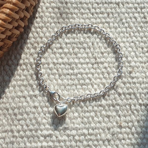 925 silver heart bracelet round chain women&#39;s silver bracelet