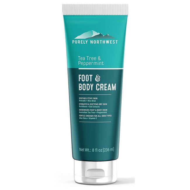 Super Size 8 OZ Tea Tree Foot & Body Cream, for Itchy & Burning-Softens