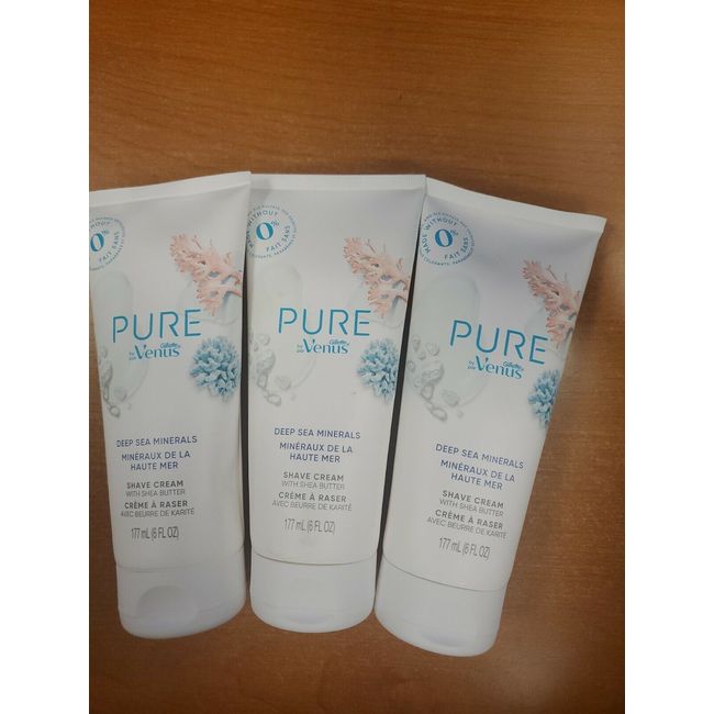 3 Pack: Pure Deep Sea Minerals Shave Cream With Shea Butter 6 oz ea.  E4E