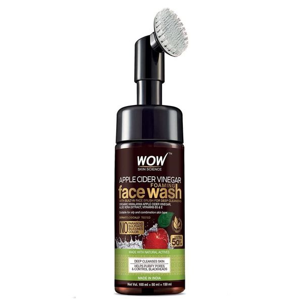 WOW Skin Science Apple Cider Vinegar Foam Face Wash & Brush