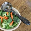 Decorative Horn Serving Spoon Salad Spork Set Carp Scale Pattern Large Size