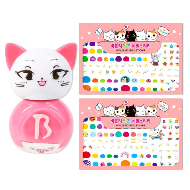 Bobble Kids Nail Kitty Pinkping + Kids Nail Sticker Set