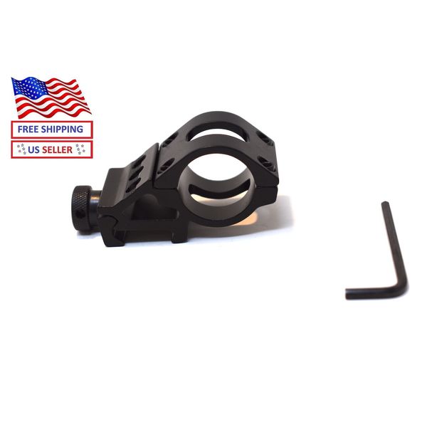 Flashlight QR Offset Side Mount 1" Low Profile See-Thru Scope Ring for Laser