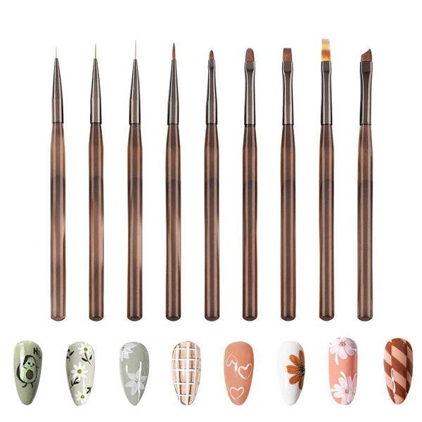 Nail Brush Set of 9, Nail Art Brush Set, For Gel Nails, Painting Brush, Pull Line, Nail Brush, Ultra Fine, Nail Tool, For Beginners and Professionals