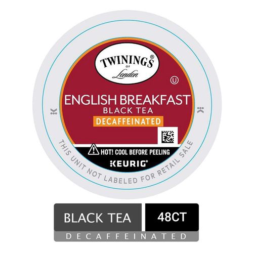 Twinings Decaf English Breakfast Tea K-Cup Pods for Keurig, Naturally Decaffeinated Black Tea, Smooth, Flavourful, Robust, 48 Count
