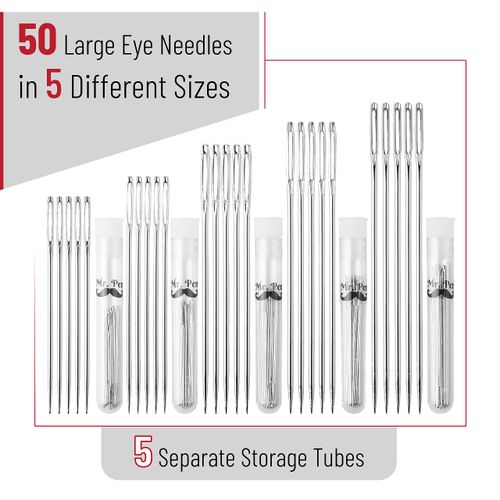 Mr. Pen- Large Eye Needles for Hand Sewing, 50 Pack, Assorted Sizes, Sewing Needles, Needles, Needles for Sewing, Embroidery Needles for Hand Sewing, Sewing Needles Large Eye