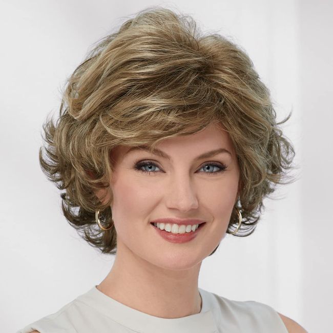 Paula Young Mid Length Color Me Beautiful WhisperLite Wig Beautiful Mid-Length, Layered Waves with Elegant, Wispy Bangs/Multi-tonal Shades of Blonde, Silver, Brown, and Red