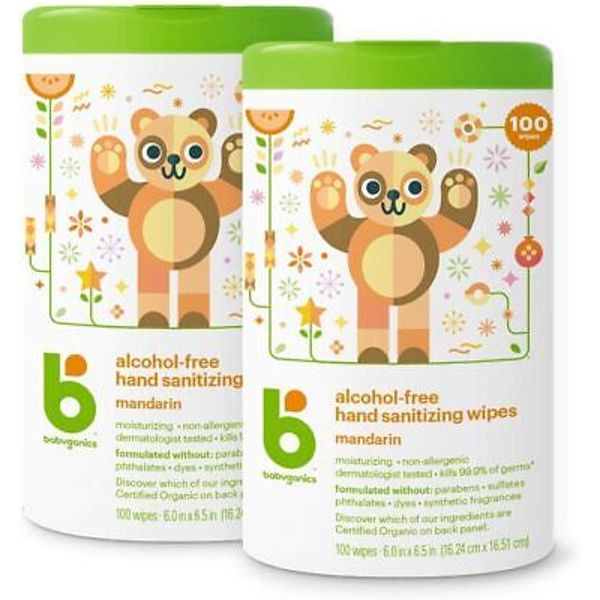 Babyganics Alcohol-Free Hand Sanitizing Wipes, Mandarin, Kills 99.9% of...