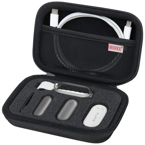 BOVKE Travel Case Compatible with PLAUD NotePin AI Voice Recorder, Portable Lightweight Plaud NotePin Organizer Carrying Case with Foam Slots and Mesh Pocket fits Plaud Accessories, Black