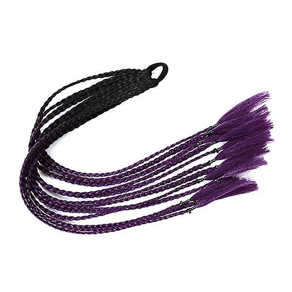 TefuRe Q37-B25 Braid Extensions Ponytail Hair Extensions for Kids Dance Elastic Easy to Wear Blaze Extensions Video Purple Purple