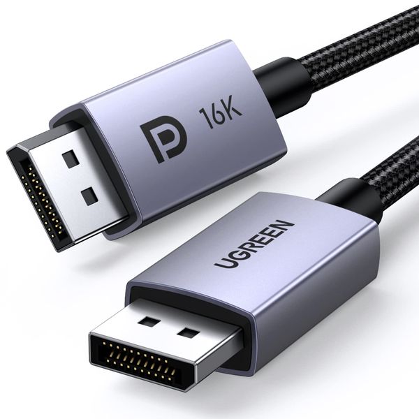 UGREEN DisplayPort 2.1 Kabel VESA-zertifiziert, DP 2.0 Kabel DP zu DP Kabel Unterstützt 16K@30 Hz, 8K@60Hz, 4K@240Hz 80 Gbps HDR, HDCP, DisplayPort 2.1 Kabel, Kompatibel mit Gaming Monitor (2M)