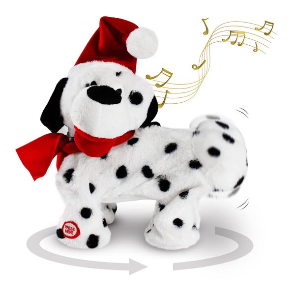 Gfilay Twerking Dog Toy - Singing and Dancing Animated Christmas Decorations Plush Puppy with Santa Claus Outfit, Soft and Cute Stuffed Animal for Kids and Lovers